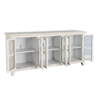 Rena TV Media Entertainment Console with Shelves- 70 Inch Rustic White