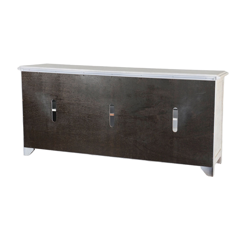 Rena TV Media Entertainment Console with Shelves- 70 Inch Rustic White