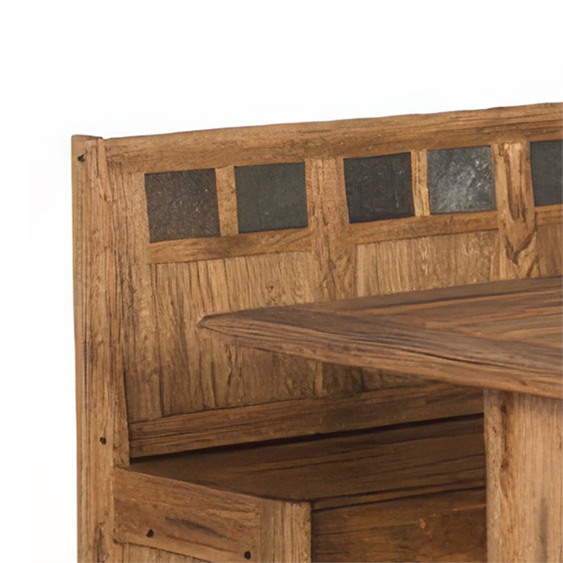 Marv 4pc Breakfast Dining Table Set- Corner Storage Bench Light Brown