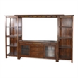 Odell TV Media Wall Entertainment Console with Shelves- Brown 108 Inch