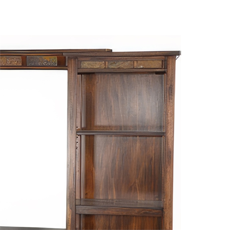 Odell TV Media Wall Entertainment Console with Shelves- Brown 108 Inch