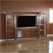 Odell TV Media Wall Entertainment Console with Shelves- Brown 108 Inch