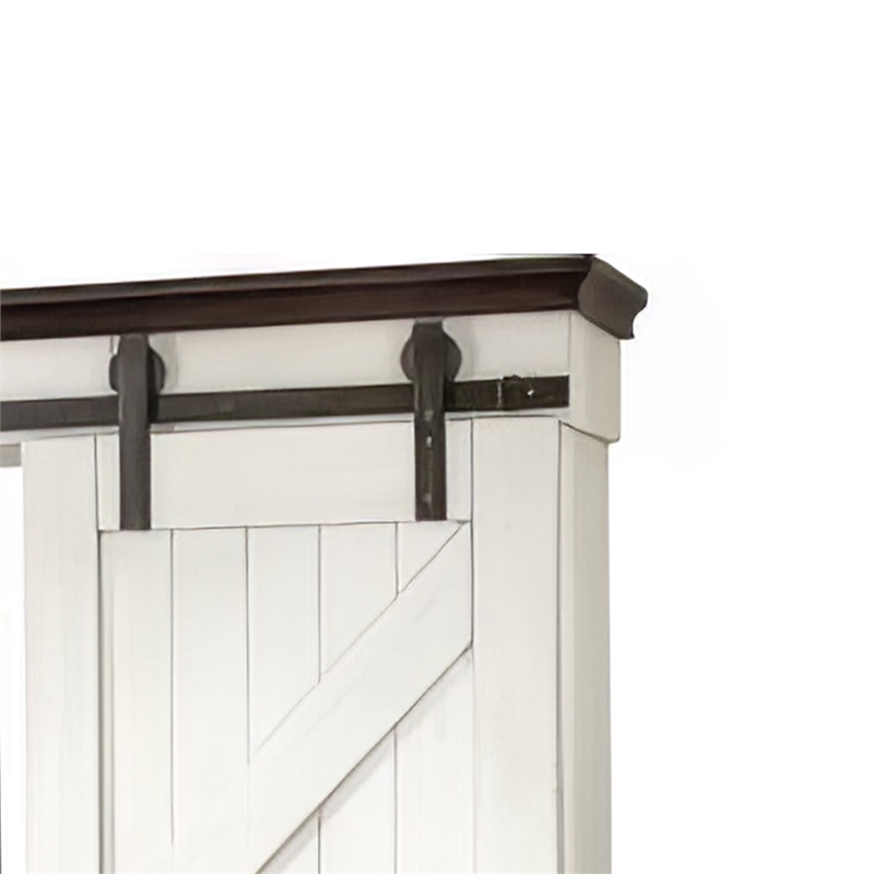 Orso TV Media Entertainment Console Wall w Barn Doors White 109 Inch
