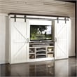 Orso TV Media Entertainment Console Wall w Barn Doors White 109 Inch