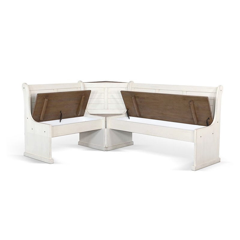 Sime 4pc Corner Breakfast Nook Set - Dining Table with 3 Benches