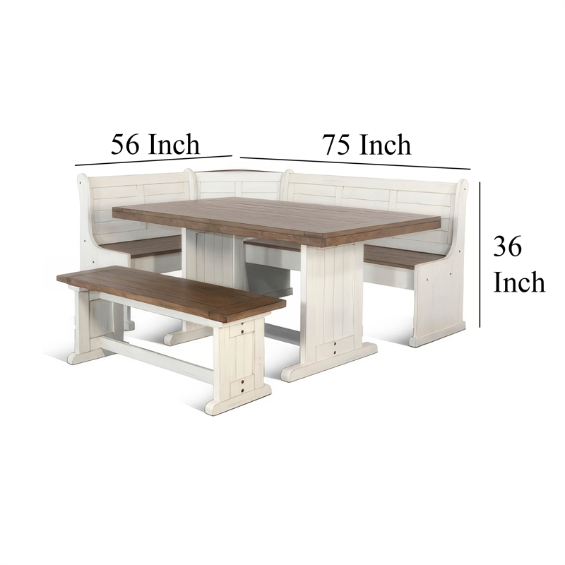 Sime 4pc Corner Breakfast Nook Set - Dining Table with 3 Benches