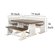 Sime 4pc Corner Breakfast Nook Set - Dining Table with 3 Benches