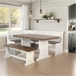 Sime 4pc Corner Breakfast Nook Set - Dining Table with 3 Benches