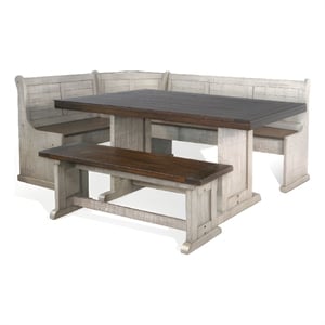 Camie 4pc Corner Breakfast Nook Set- Gray Brown Dining Table and Bench