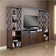 Flint 4pc TV Wall Entertainment Console- 2 Pier- Bridge- Brown