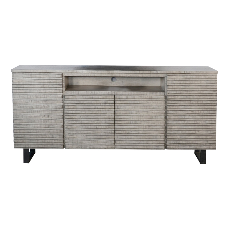 Zeka TV Media Entertainment Console- Fluted Doors- Light Gray 72 Inch