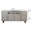 Zeka TV Media Entertainment Console- Fluted Doors- Light Gray 72 Inch