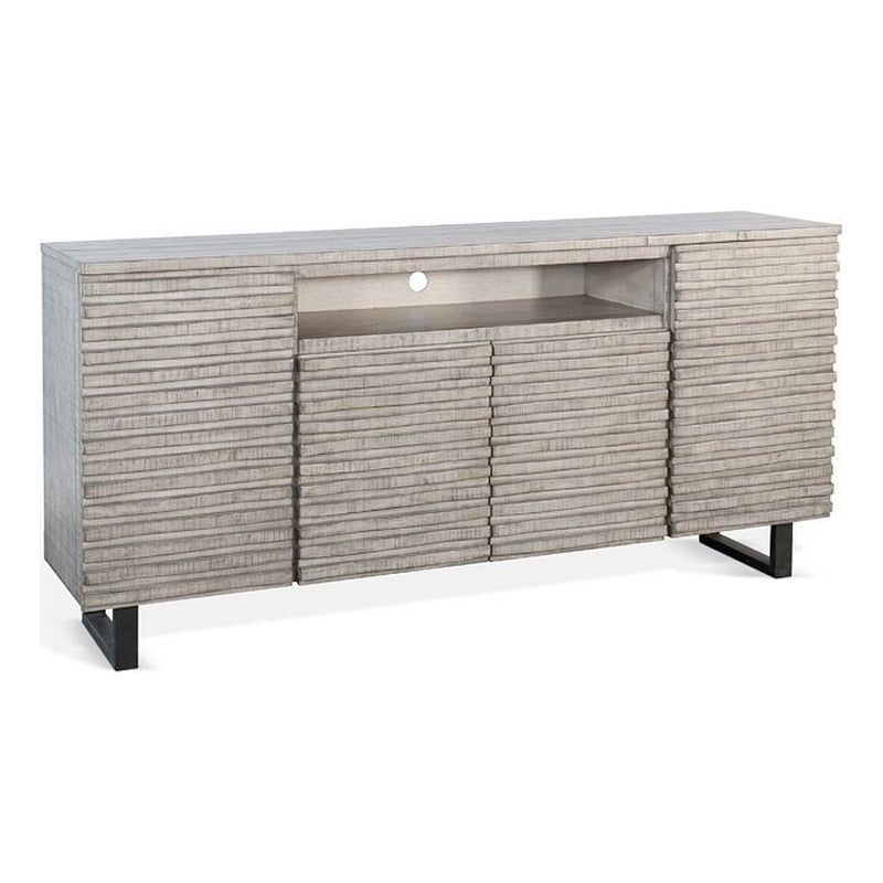 Zeka TV Media Entertainment Console- Fluted Doors- Light Gray 72 Inch