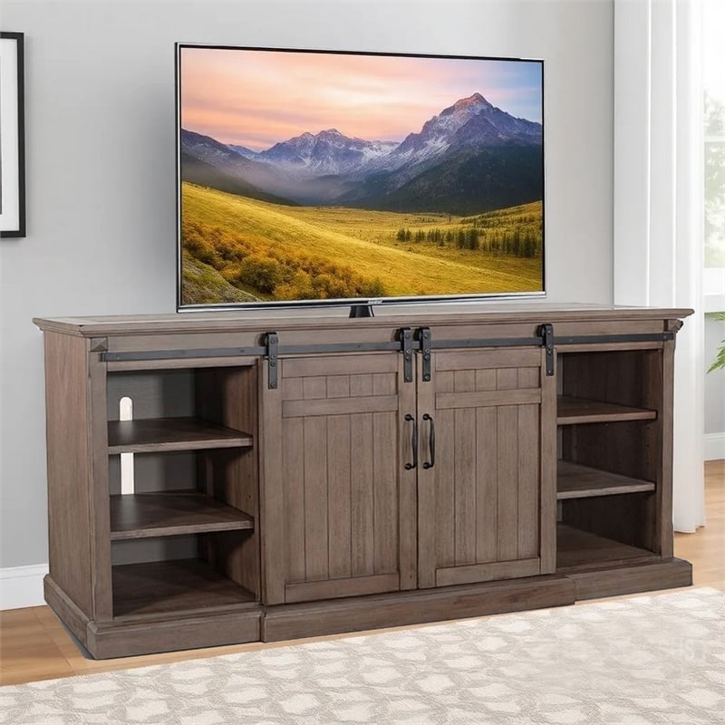 Yael TV Media Entertainment Console-Barn Doors-78 Inch Brown