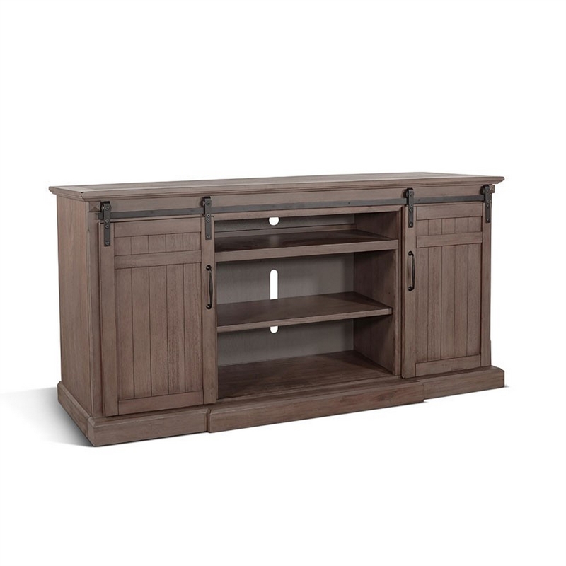 Yael TV Media Entertainment Console-Barn Doors-78 Inch Brown