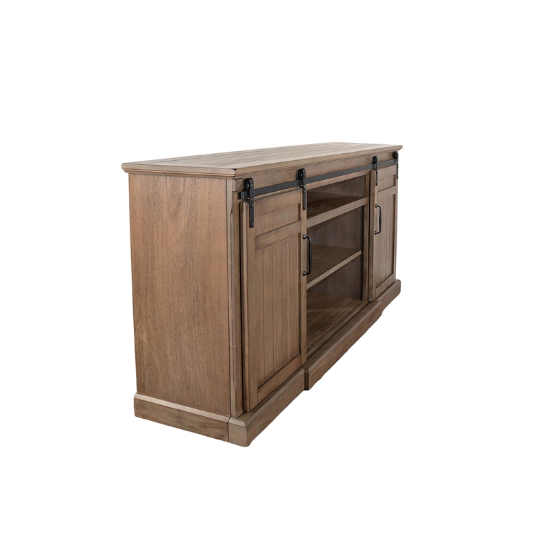 Yael TV Media Entertainment Console-Barn Doors-78 Inch Brown
