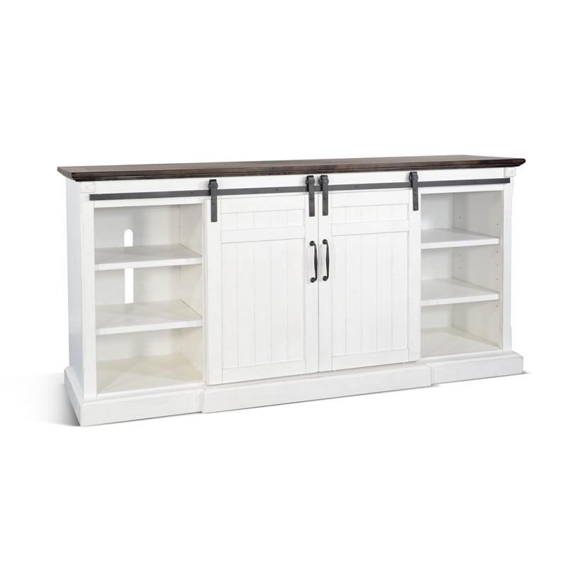 Orso TV Media Entertainment Console-Barn Doors-78 Inch White