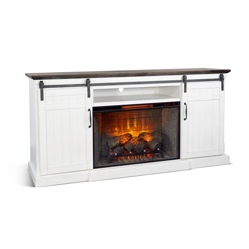 Orso TV Media Entertainment Console-Barn Doors-78 Inch White