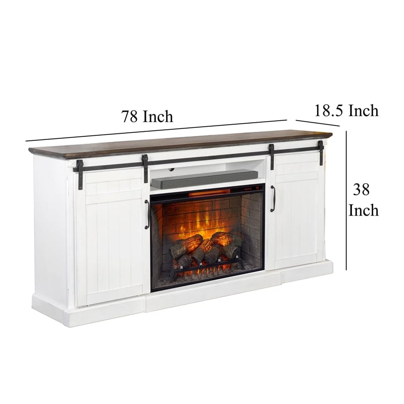Orso TV Media Entertainment Console-Barn Doors-78 Inch White