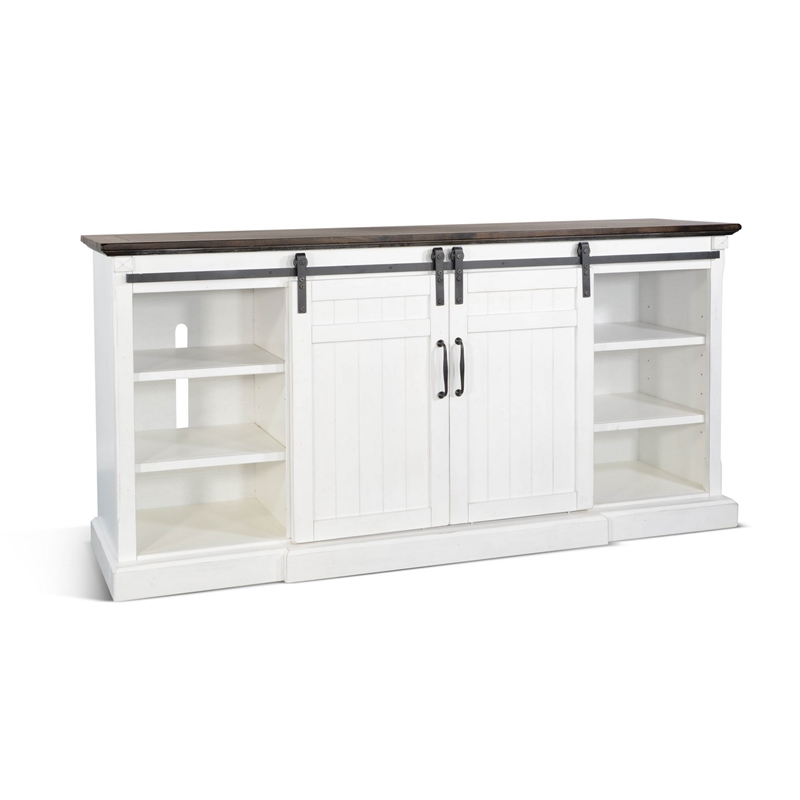 Orso TV Media Entertainment Console-Barn Doors-78 Inch White