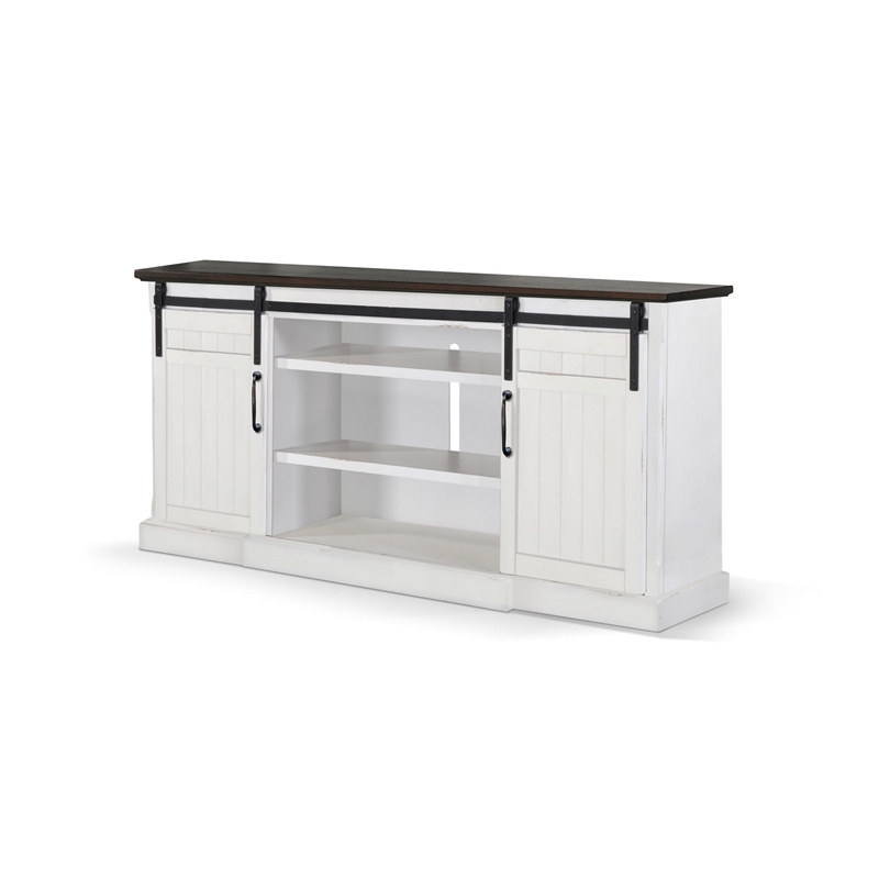 Orso TV Media Entertainment Console-Barn Doors-78 Inch White