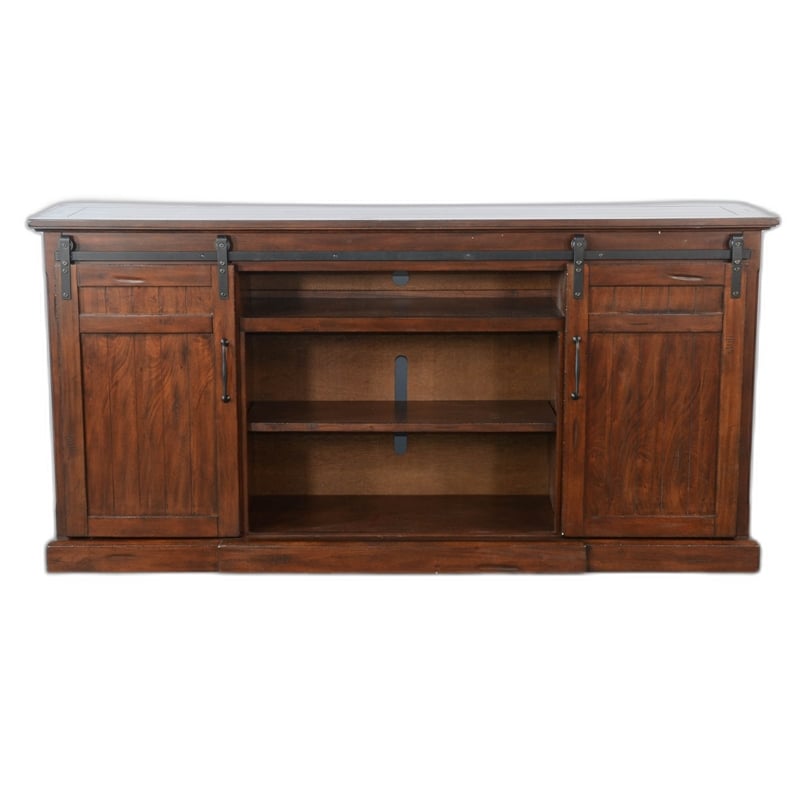 Reggie TV Media Entertainment Console-2 Barn Doors-78 Inch Brown