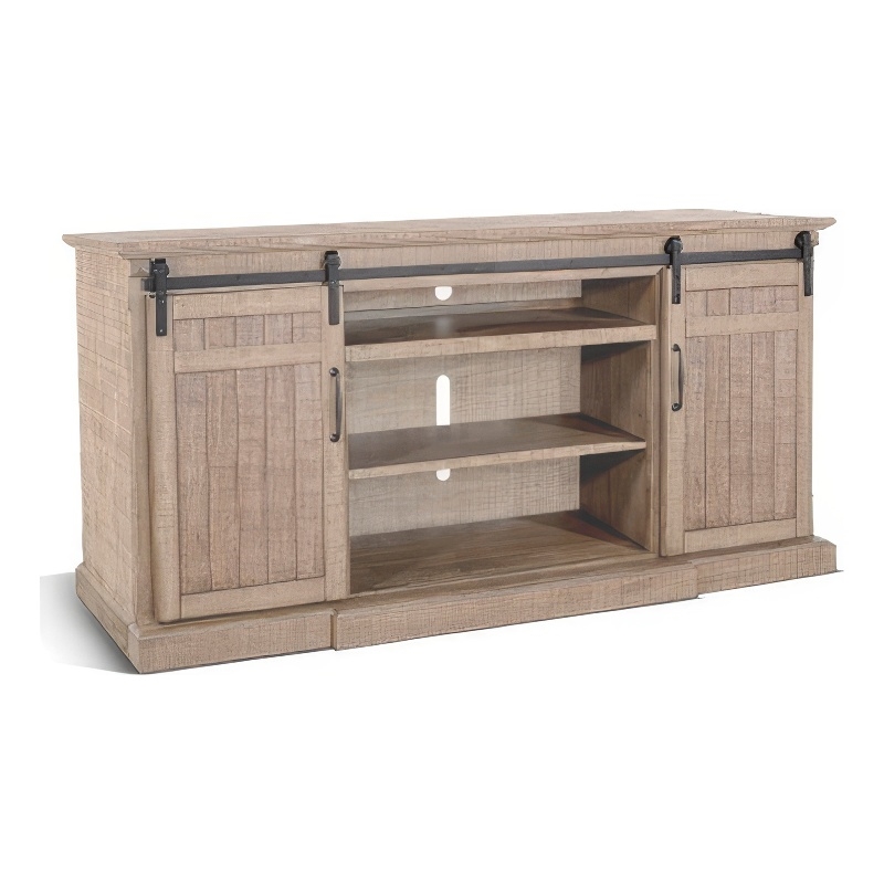 Desy TV Media Entertainment Console-Barn Doors-78 Inch Brown