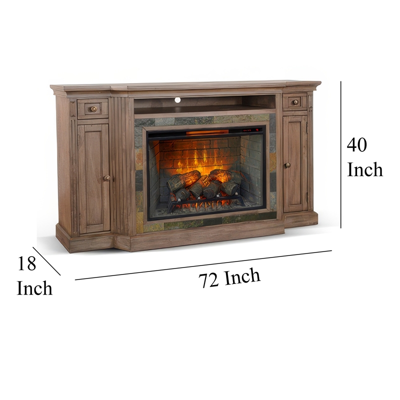 Lio TV Media Entertainment Console- Slate Inlay Taupe Brown 72 Inch