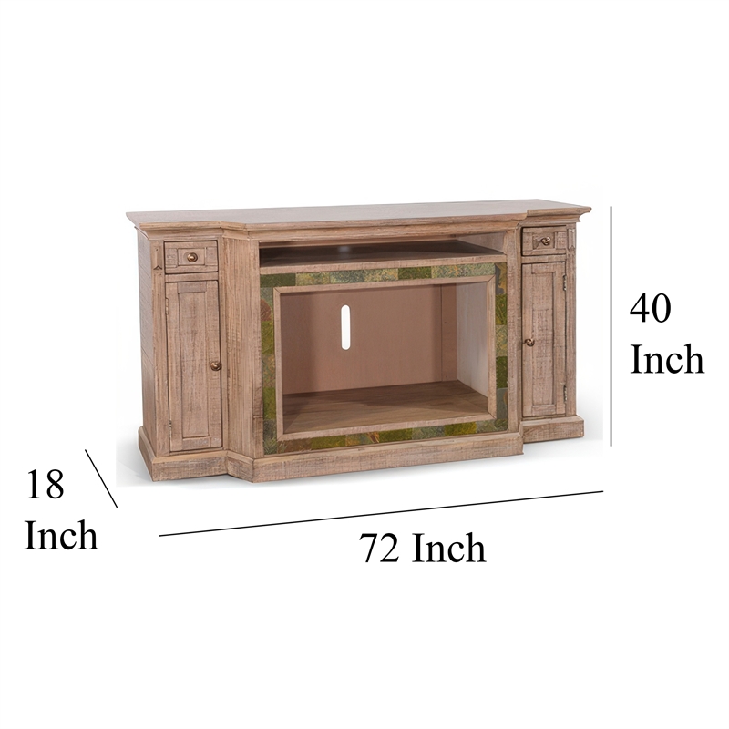 Desy TV Media Entertainment Console- Slate Inlay Light Brown 72 Inch