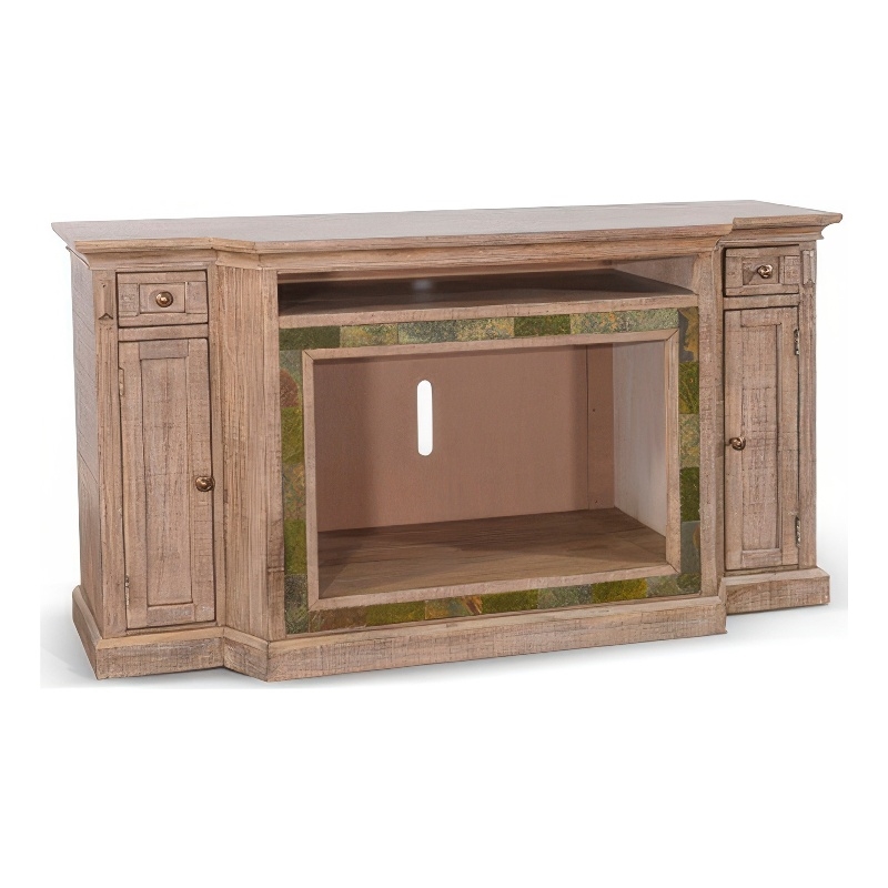 Desy TV Media Entertainment Console- Slate Inlay Light Brown 72 Inch
