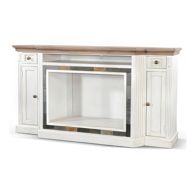 Lio TV Media Entertainment Console- Slate Inlay White Brown 72 Inch