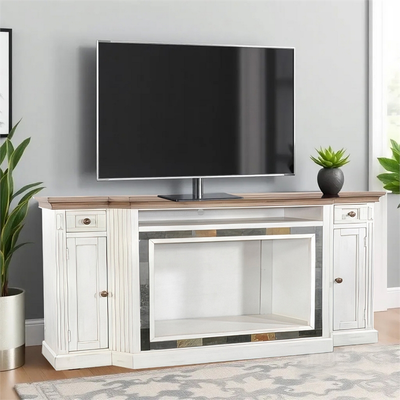 Lio TV Media Entertainment Console- Slate Inlay White Brown 72 Inch
