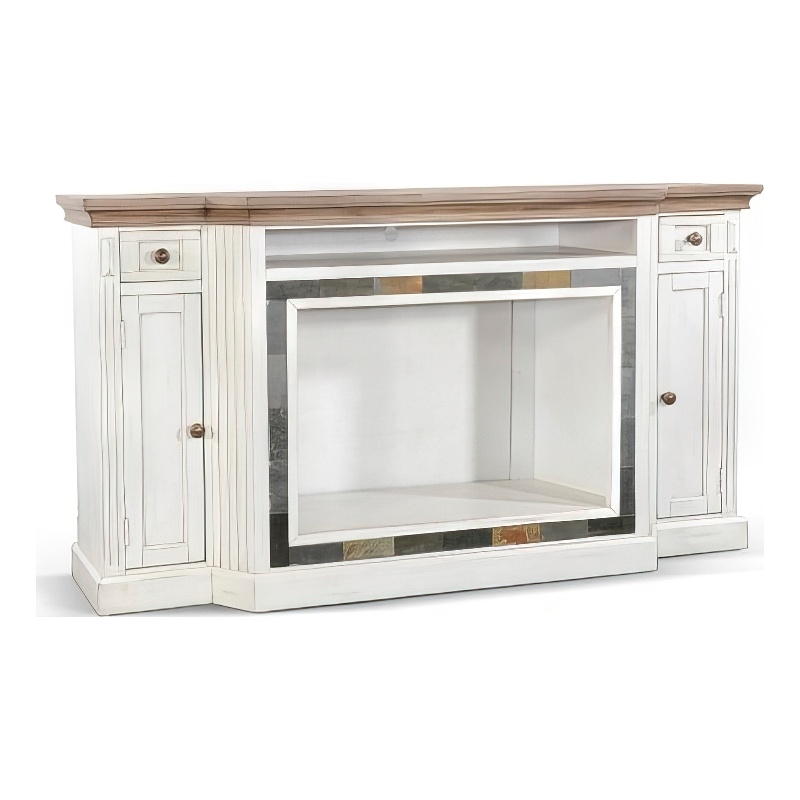 Lio TV Media Entertainment Console- Slate Inlay White Brown 72 Inch