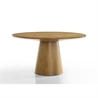 Bili 7pc Round Dining Table Set with 6 Beige Chairs- Brown Solid Wood