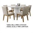 Bili 7pc Round Dining Table Set with 6 Beige Chairs- Brown White Wood