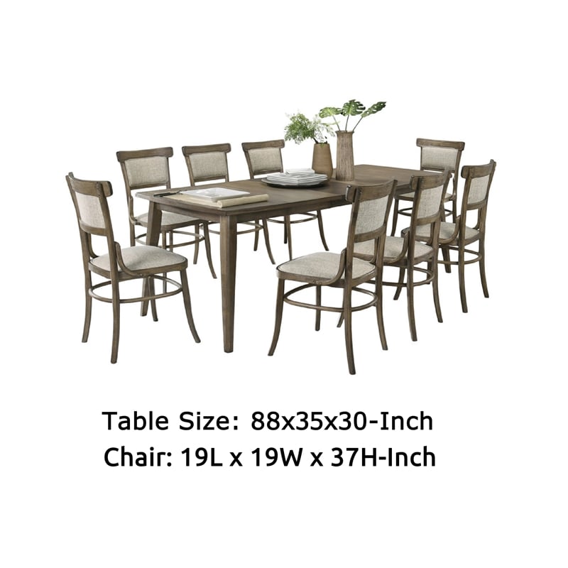 Yuki 72-88 Inch Extendable Dining Table Set with 8 Off White Chairs