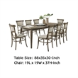 Yuki 72-88 Inch Extendable Dining Table Set with 8 Off White Chairs