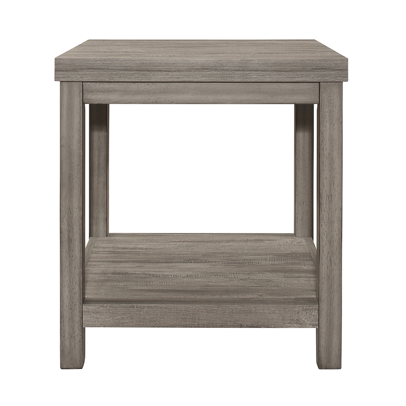 Rie 3pc Coffee Table Set with 2 End Tables- Lower Shelves- Gray Wood