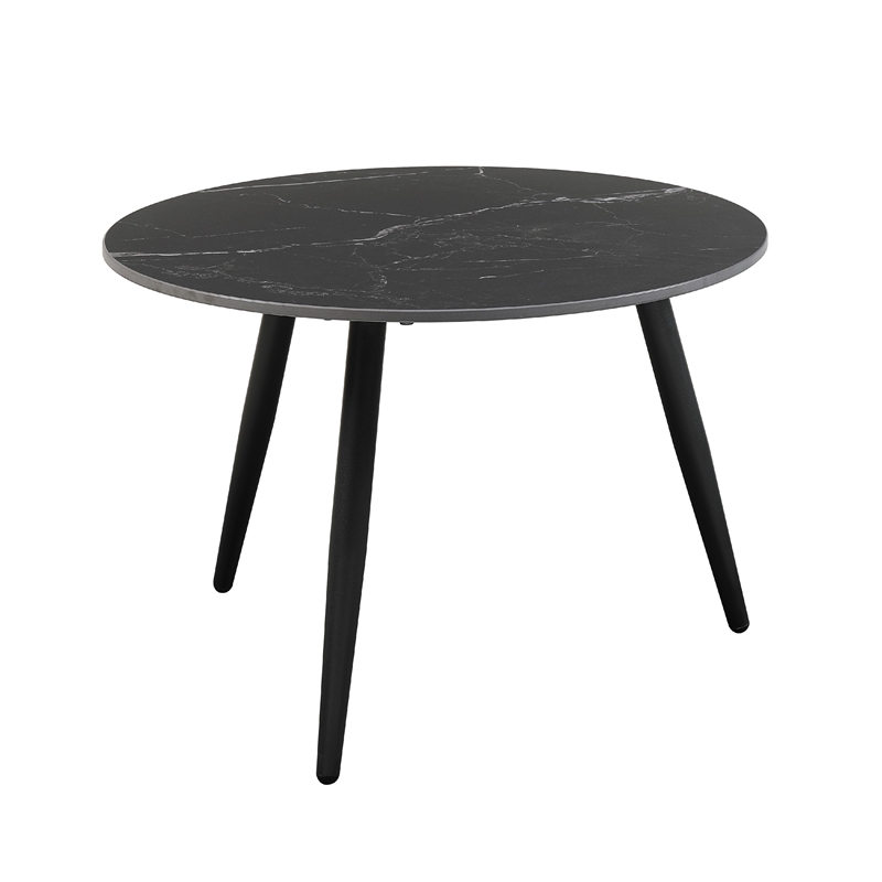 Lyra 3pc Occasional Coffee Table Set- Nesting Black Stone Top- Black