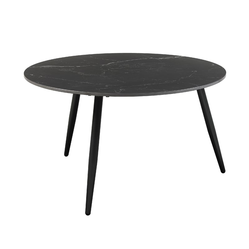 Lyra 3pc Occasional Coffee Table Set- Nesting Black Stone Top- Black