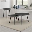 Lyra 3pc Occasional Coffee Table Set- Nesting Black Stone Top- Black