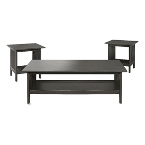 Wiston 3 Piece Table Set- 1 Coffee Table- 2 End Tables- Antique Gray Wood