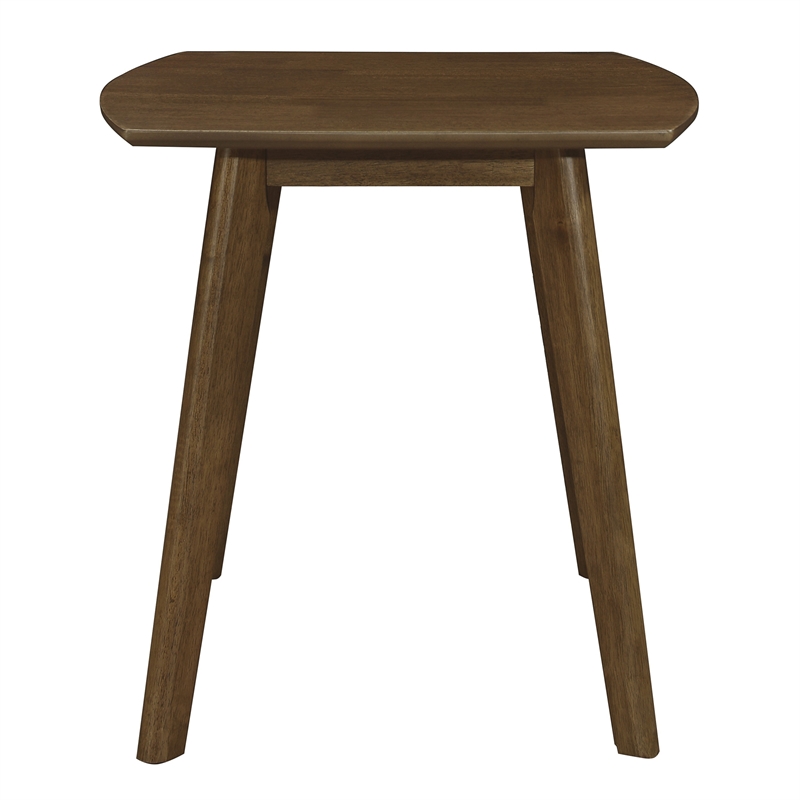 Indy 3 Piece Coffee and End Table Set- Angled Legs- Walnut Brown Solid Wood