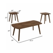 Indy 3 Piece Coffee and End Table Set- Angled Legs- Walnut Brown Solid Wood