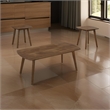 Indy 3 Piece Coffee and End Table Set- Angled Legs- Walnut Brown Solid Wood