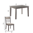Owen 5 Piece Dining Set with Table and 4 Chairs- Brown Polyester- Gray Wood