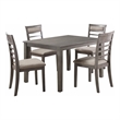 Owen 5 Piece Dining Set with Table and 4 Chairs- Brown Polyester- Gray Wood