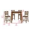 Tori 5 Piece Counter Height Dining Set- Square Table and 4 Chairs- Brown