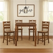 Tori 5 Piece Counter Height Dining Set- Square Table and 4 Chairs- Brown