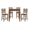 Tori 5 Piece Counter Height Dining Set- Square Table and 4 Chairs- Brown